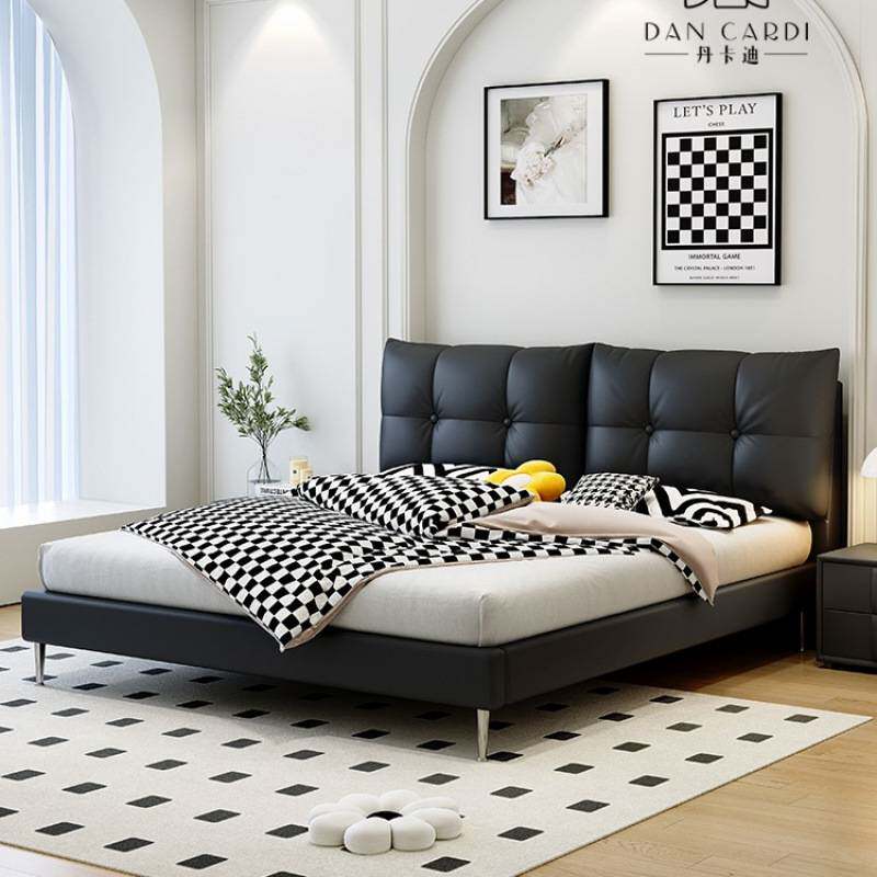 黑白简约风软包床头靠垫大靠背床头罩榻榻米新款可拆洗可