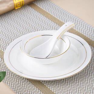 纯白陶瓷小勺子酒店餐厅汤勺家用调羹镁质瓷汤匙