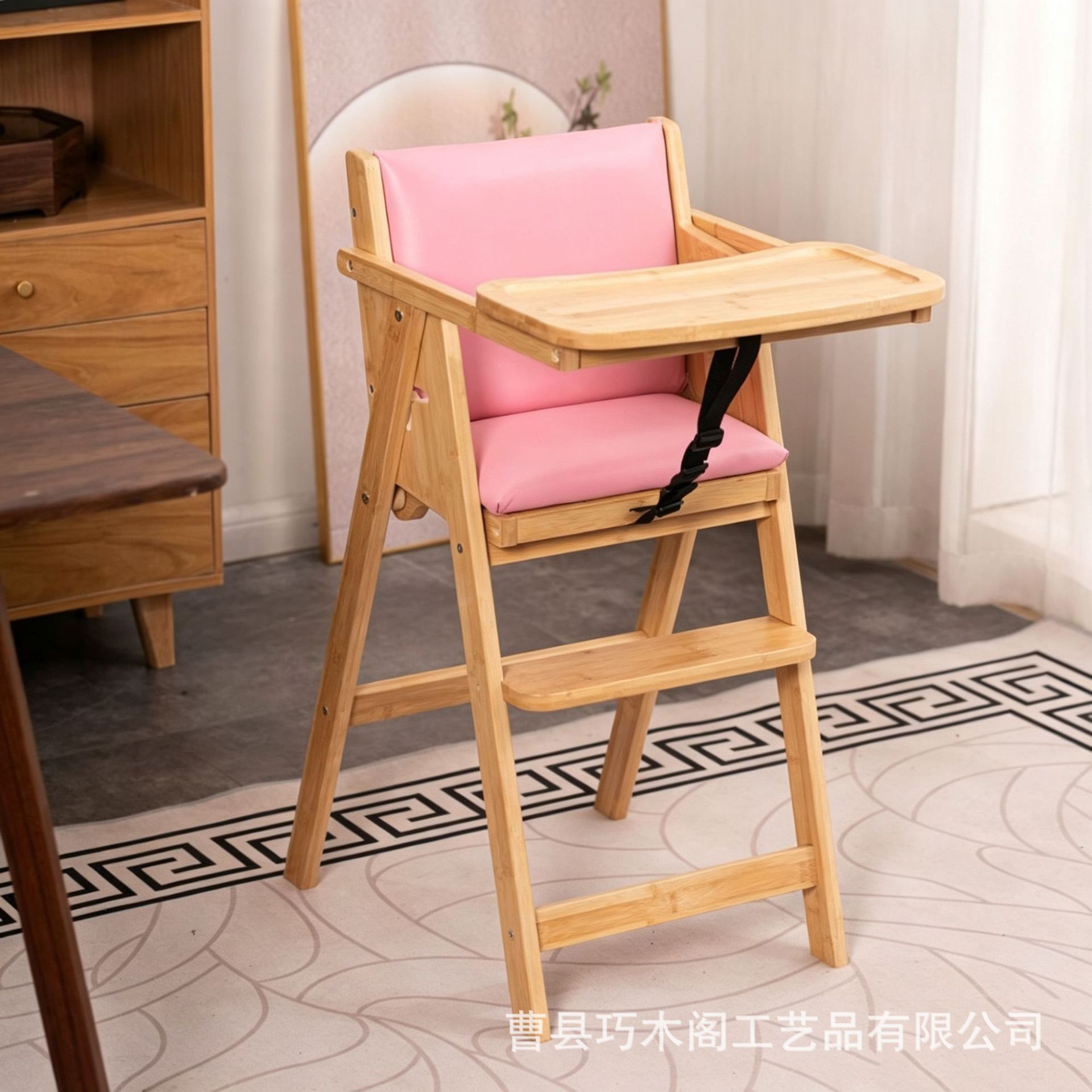实木宝宝餐椅酒店儿童餐桌吃饭成长座椅家用简约折叠婴儿餐椅