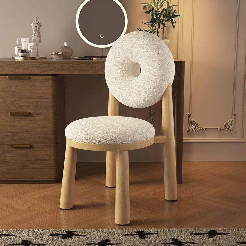 网红化妆椅家用女生卧室梳妆台凳子靠背餐厅餐椅奶油风甜甜圈椅子