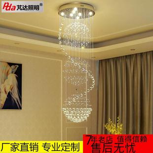 厂家K9水晶圆球吊线楼梯间长吊灯复式 挑空客厅灯酒店大堂工程灯具