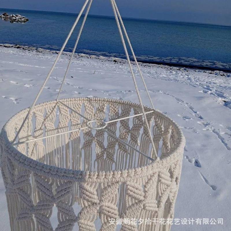简约家棉线蝴蝶款罩灯居室名宿挂毯手工编织长流苏软装卧吊灯1202