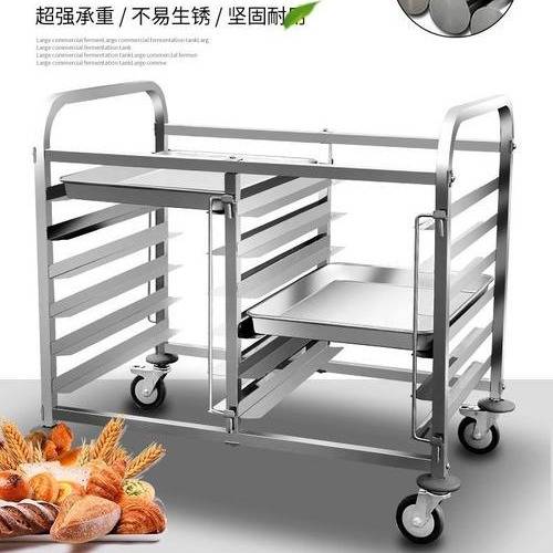 杰承隆不锈钢1.5双列饼盘车商用烤盘多层烘焙晾架托盘架餐盘收纳