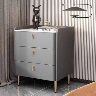 N5实木床头柜简约现代智能多功能床边收纳柜主卧带保险柜一体储物