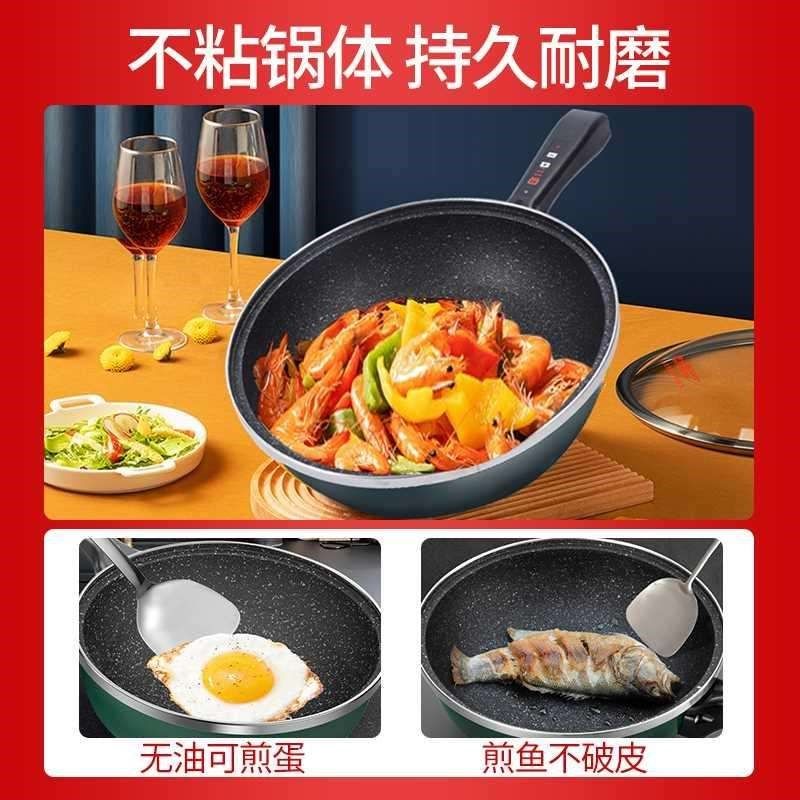 圣百士电炒锅多功能麦饭石电炒菜炒锅一体式插电家用锅蒸煮不粘锅