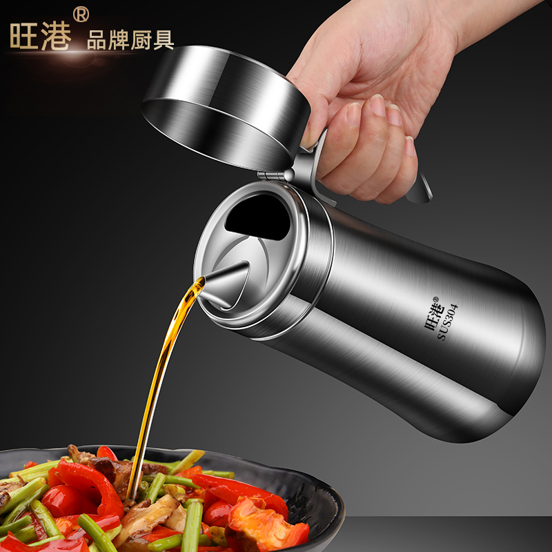 加厚304不锈钢油壶厨房大号欧式防漏油瓶家用大容量装油罐倒油瓶