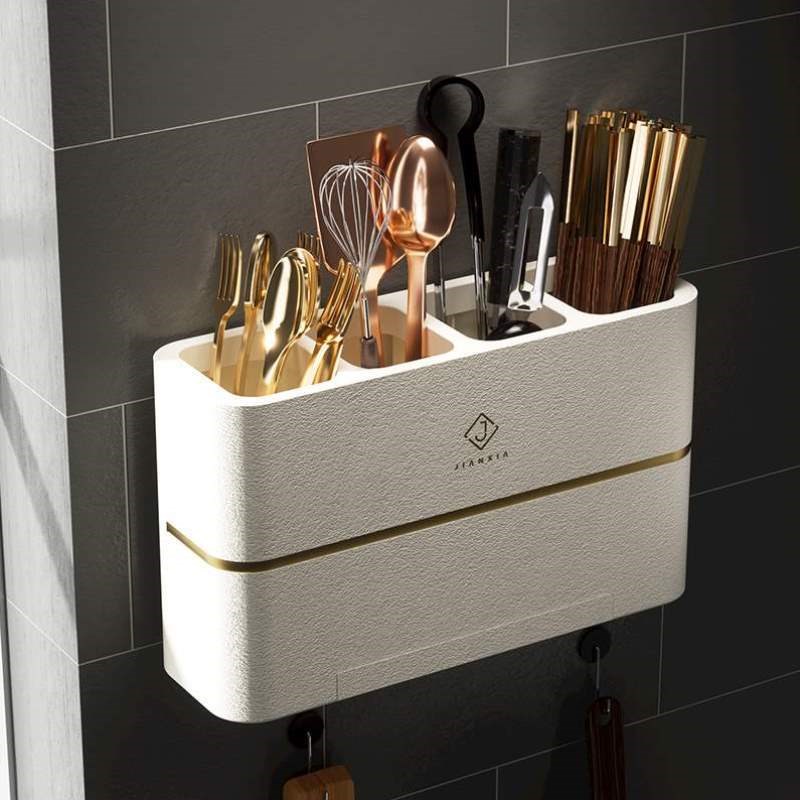 收纳盒沥水免筷子厨房筷筒勺子篓壁挂架收纳筷笼筷子快子打孔家用