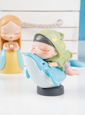 可米生活贾晓鸥可爱小动物猫将军龙狗熊艺术潮玩女孩桌面车载摆件