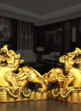 纯铜貔貅摆件一对招財鎮宅客厅店铺家居玄关办公室皮丘貔恘大小号