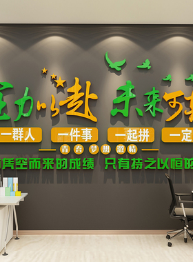 员工团队激励标语励志贴画纸装饰氛围布置公N司企业办公室文化墙