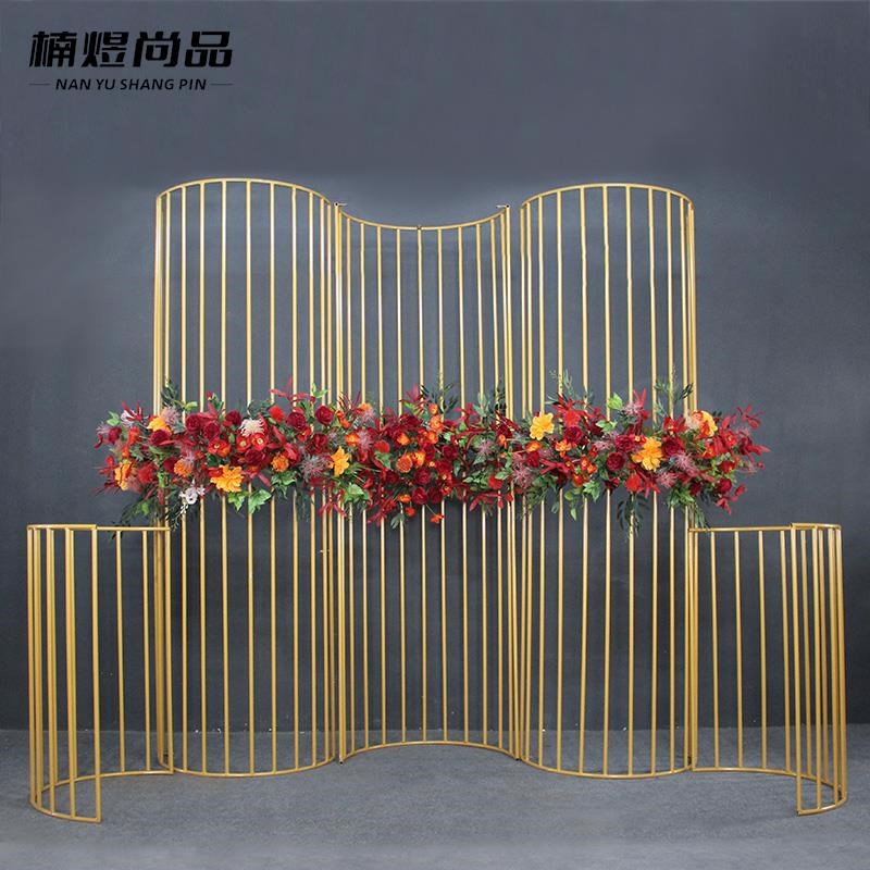 新款新款婚庆道具铁艺线条半圆屏风弧形铁艺舞台背景装饰屏风拱形