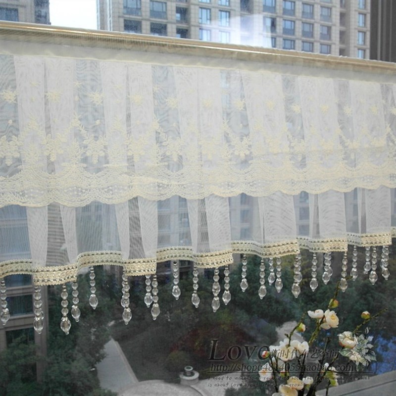 8wuw老店公主风装饰帘头窗纱纱帘窗帘法式窗幔客厅卧室魔术贴穿杆