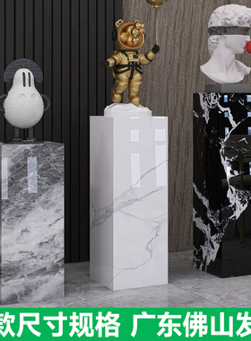 现代落地大理石摆台雕塑底座样板房酒店展厅走R廊过道展示台摆件