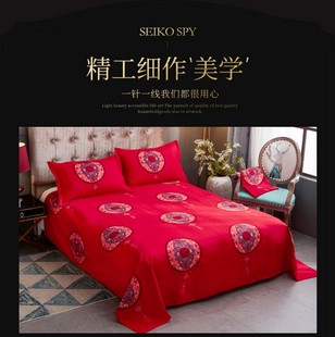 婚庆四件套棉床品套件新郎新娘婚房婚M嫁结婚床上用品大红色