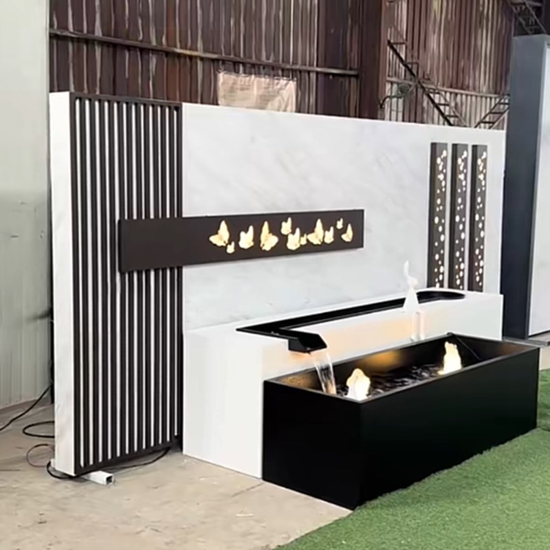 不锈钢流水屏风隔断墙庭院别墅水幕墙景观背景墙现代简约迎门照壁