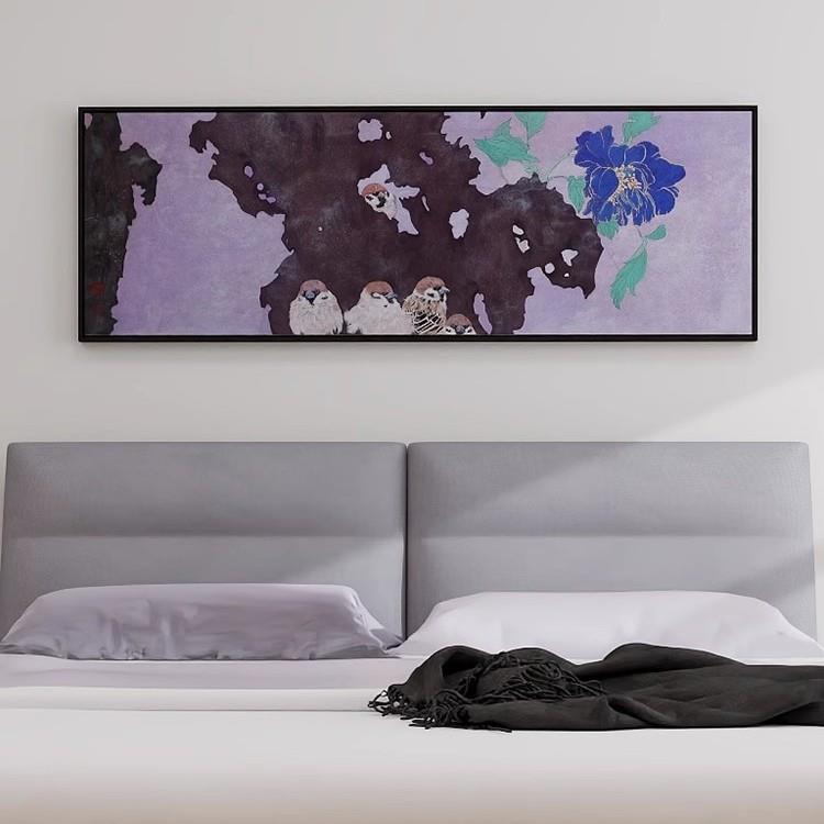 BJK卧闻说庭花发暮春新中式卉装饰房画室床头挂画花主人墙壁画花