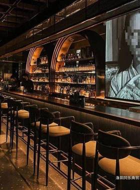 高端吧椅轻奢酒吧吧椅台TQE岛椅高台吧凳酒吧馆靠背商用高脚椅子