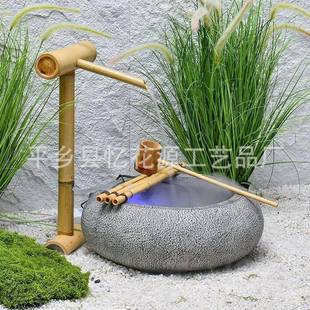 竹阳台室内楼梯下造景假山环水客厅入子玄关落户地流水摆件循JNJ