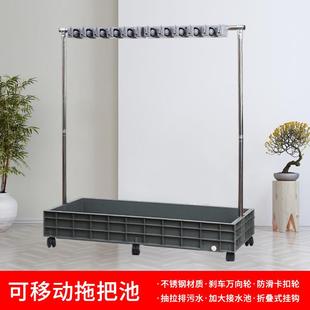 不锈钢把拖架可移动落式扫把墩布挂架阳台卫生收地纳架双排6658间