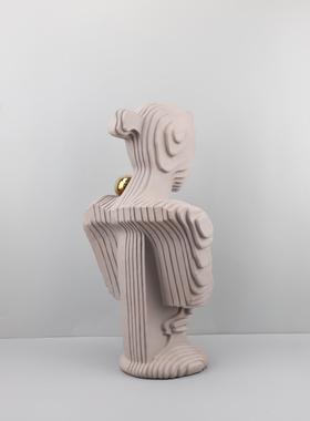 现代雕简约树厅脂切形女板人物艺术塑摆件样0933房客卧室玄关家居