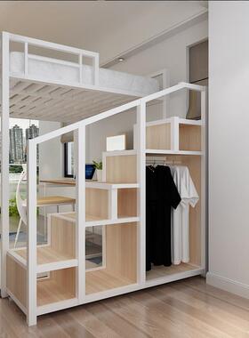 简约现代上XJY19112床桌铁床多功能学生公寓高架单人低床家用双层