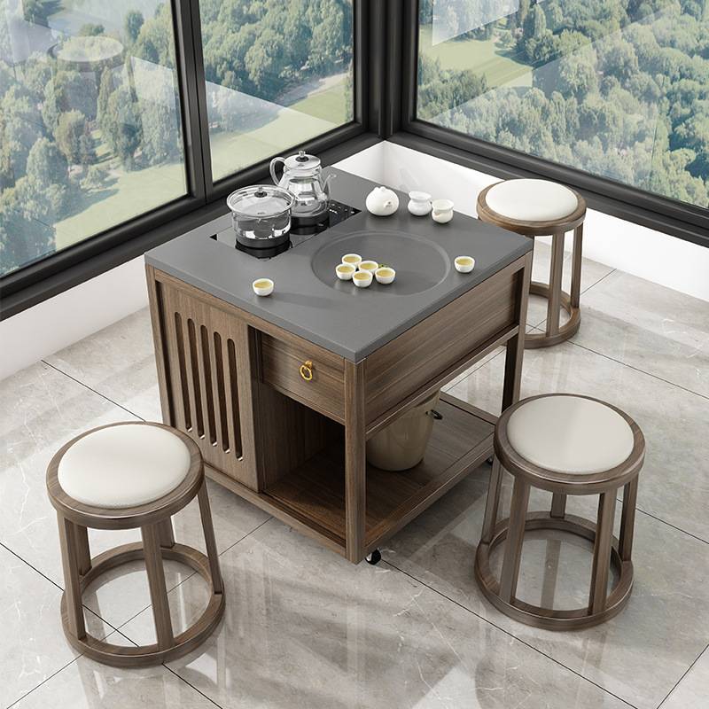 实木茶桌家用小型阳台客厅茶桌新中式一整套可移动茶桌