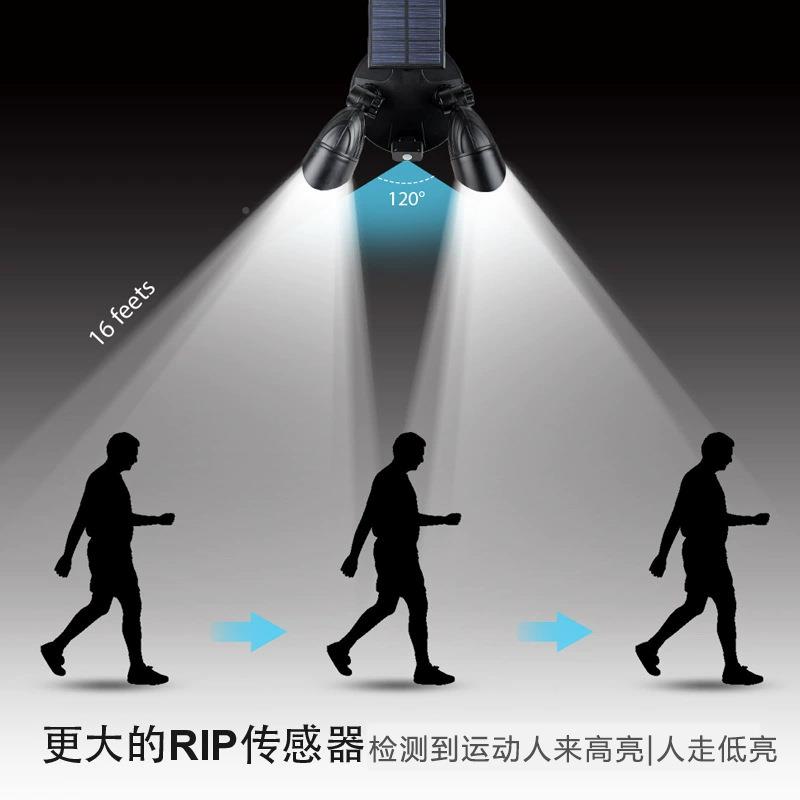 户外阳能感应灯3LE壁D人TS-G0802体感应户外防水太壁装室外双头庭