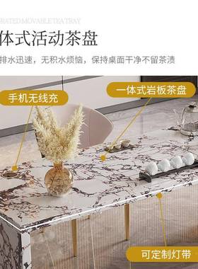 岩板岛台餐桌一可伸缩倒帶台厨房体厅茶兩用导74010台水槽中岛台储客物