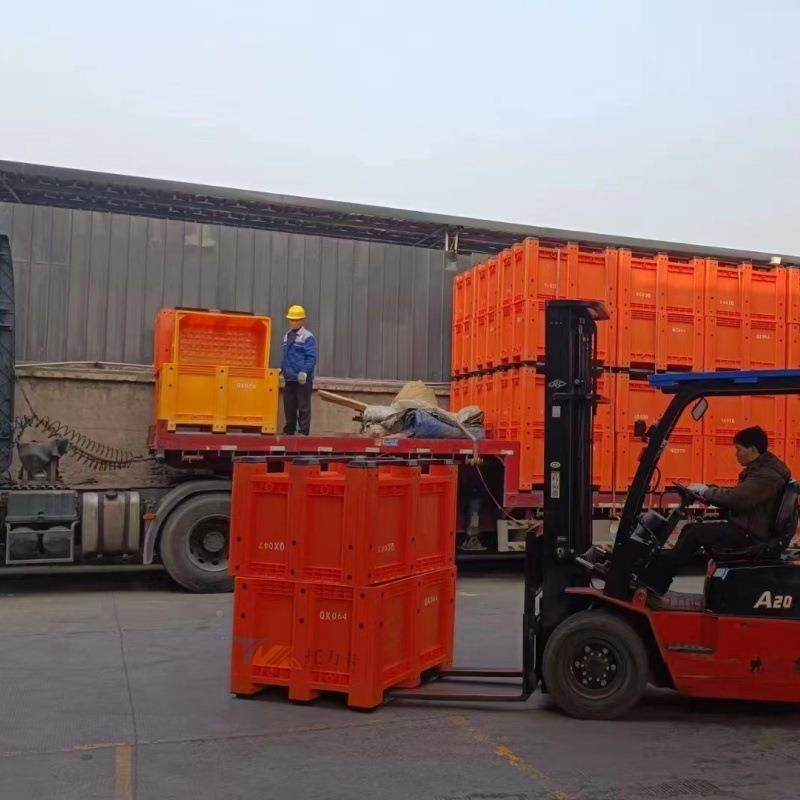 大卡型转周转卡板箱塑料卡板箱式叉折车托盘EMA配盖周箱厚款叠板