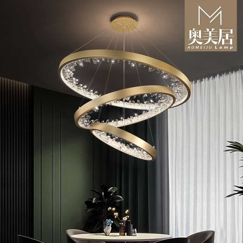 轻奢吊水晶灯客厅灯2025年新款气143现代简约大环形网红室餐厅吊