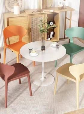 约家PYR用塑料椅现代简背餐桌椅加厚塑料牛角子椅北约休闲靠椅洽谈椅