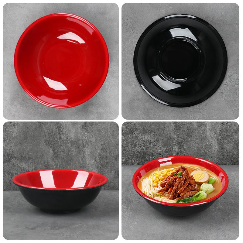 黑红反口碗商用密胺塑料碗早面餐店馄饨稀饭碗F77978TM商用汤凉粥
