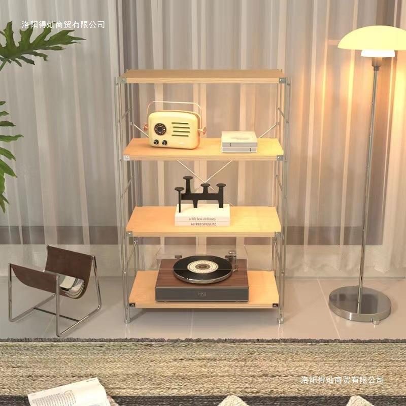 日波式置物架多层收架纳落地书架厨房微炉储物约家用原木风简MNW