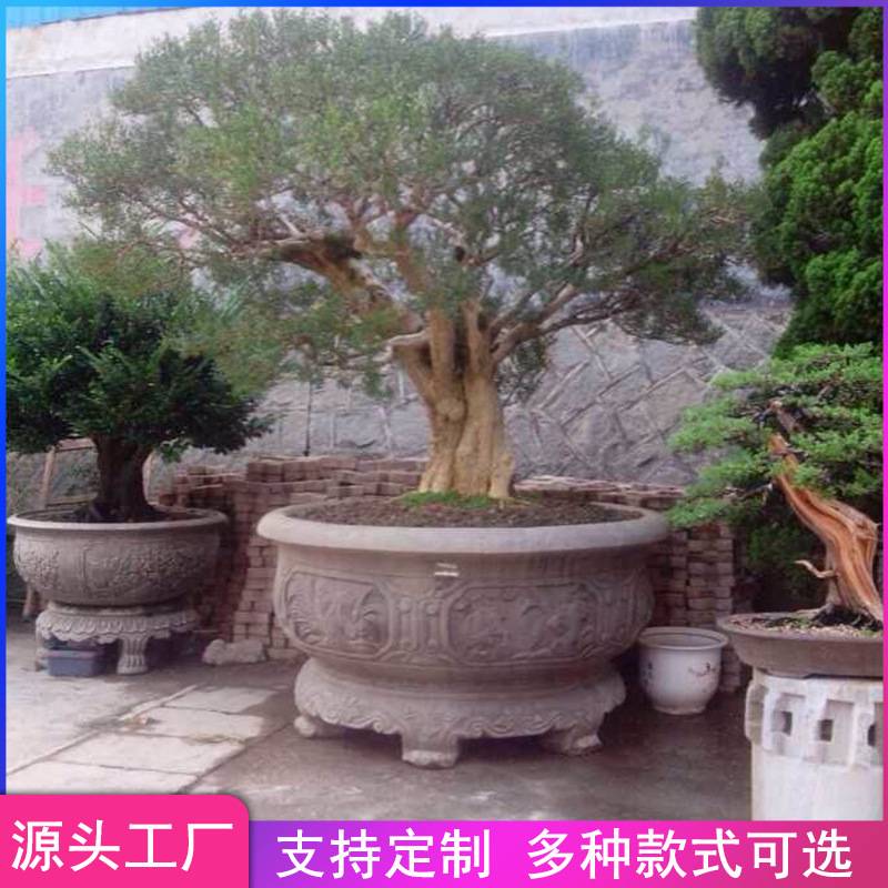 石雕花盆 别墅装饰的花岗岩欧式种花坛 黄锈石花钵摆件 大鹏石业