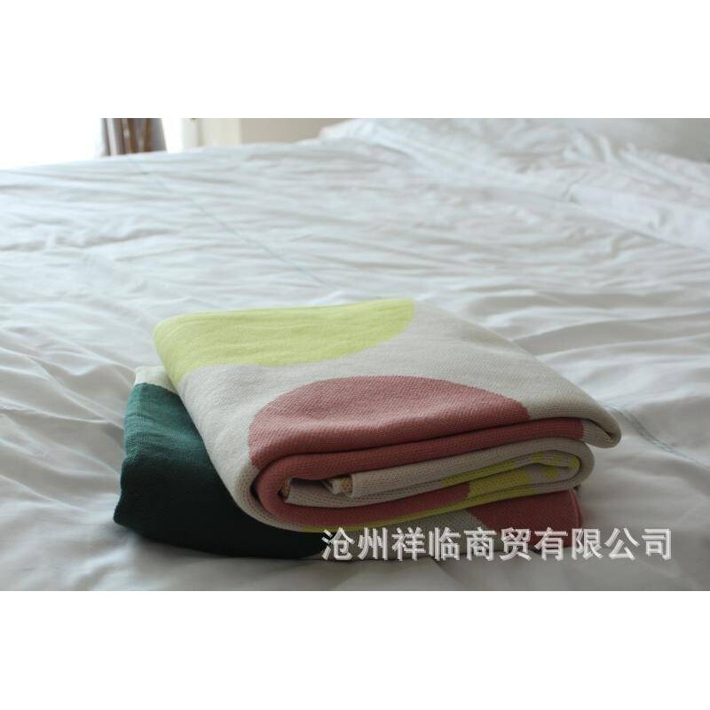 针织波光几何图案毯毛毯针织毯毛线毯子沙发盖毯细线毯子