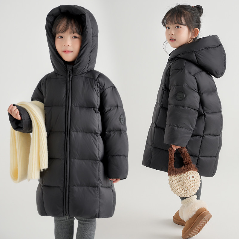 新国标白鸭绒儿童羽绒服2025冬装新款洋气男女宝宝中长款加厚外套