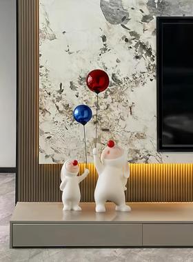 轻奢高档网红气球兔子电视柜两边桌面装饰品摆件客厅落地家居玄关