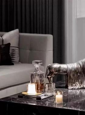 现代轻奢样板房家俱卖场样品屋展示中心客厅茶几托托盘酒具氛围台