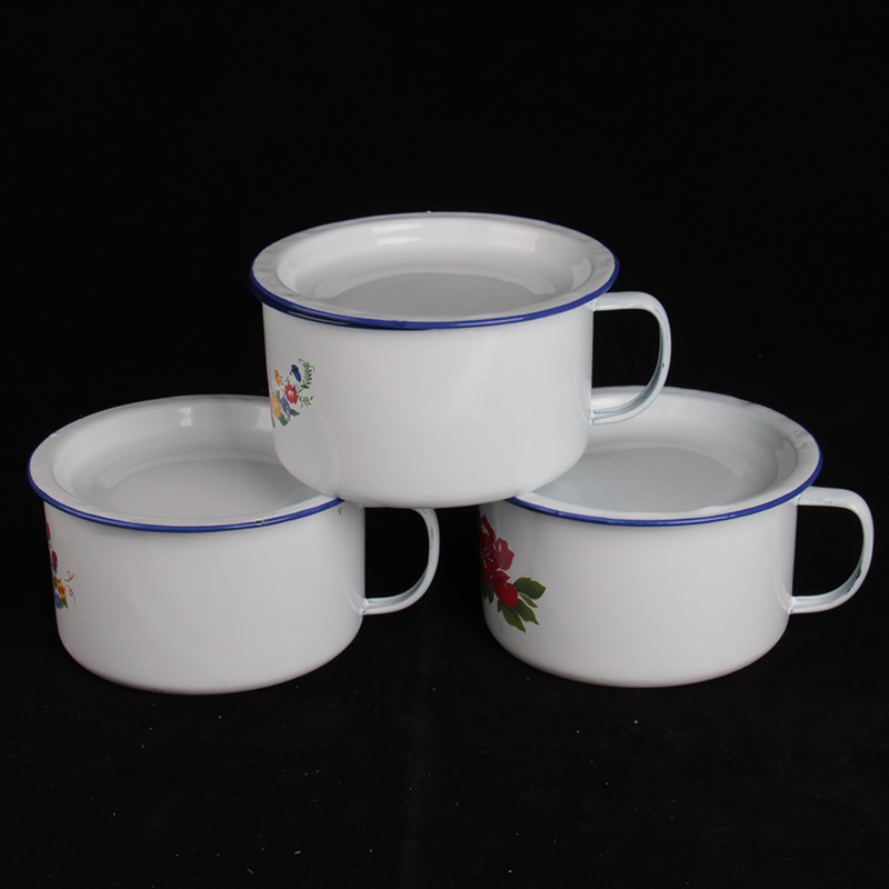 图案随机搪瓷泡面碗带盖大汤碗饭碗餐具老M面碗大容量方便面碗菜