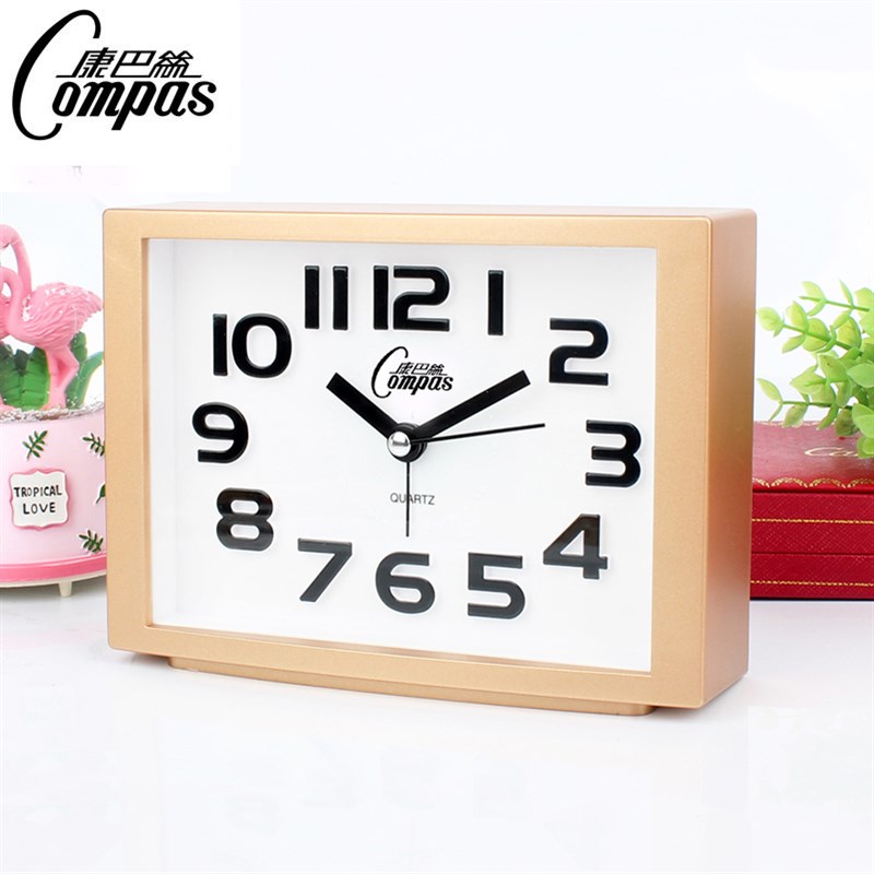 康巴丝清晰大字闹钟大号老人座钟学生带闹铃O台钟创意静音扫描台