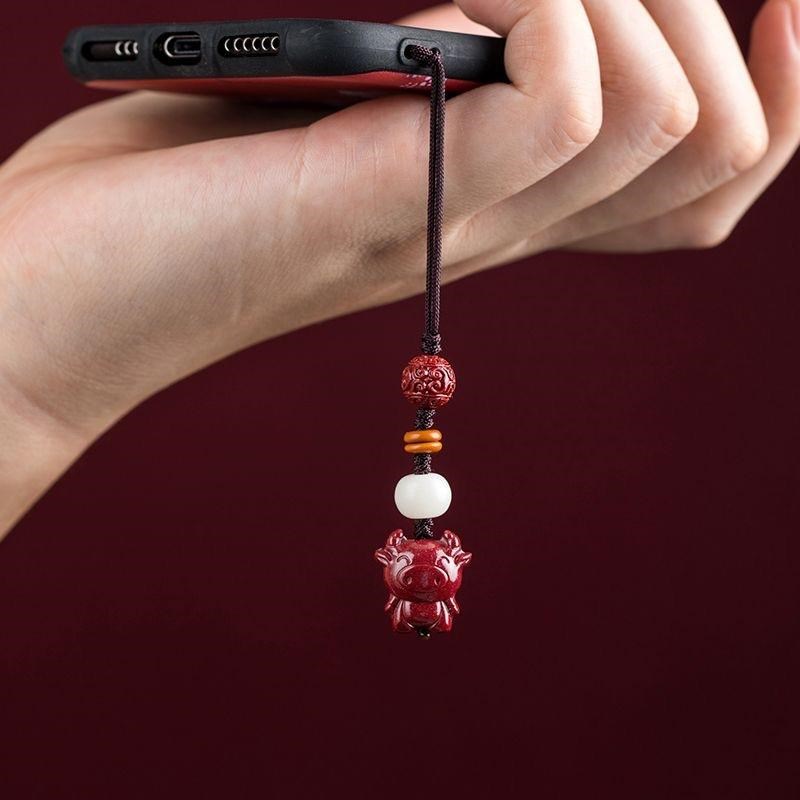 杭州灵隐朱砂十二生肖手机链挂件吊坠本命年礼物1T2生肖挂件高含