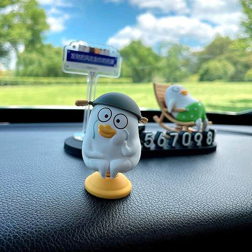 汽车临时停车号码牌小刘鸭车载挪车电话牌车上移车卡显示牌摆件女