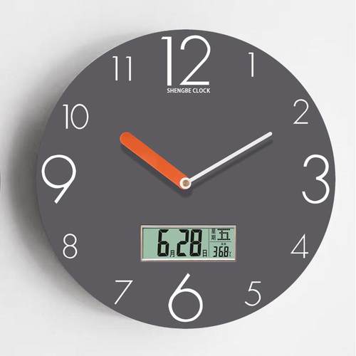 钟表挂钟客厅家用时尚免打孔现代时钟挂墙石英钟静音简约新款