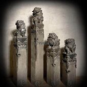 拴马桩青石做旧四神兽柱子石家居摆件 石雕貔貅狮子麒麟栓马桩仿