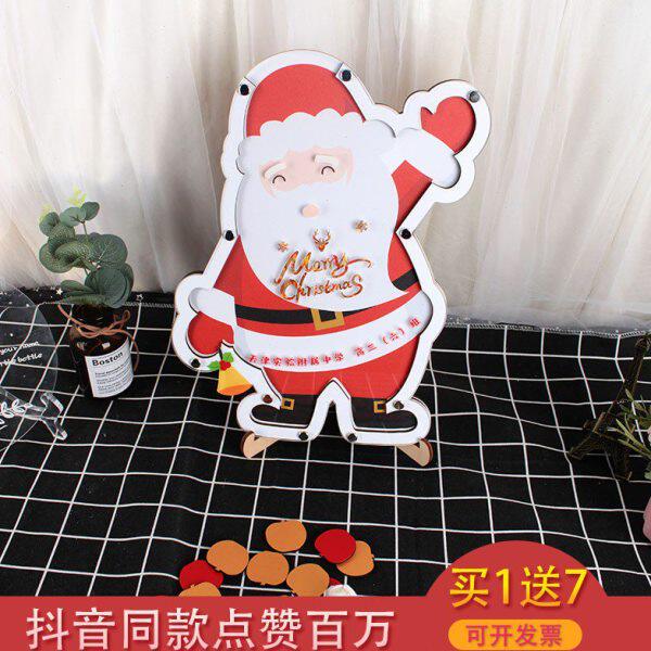 圣诞节创意签到板定制圣诞老人木片签名簿签字相框指纹树祝福墙本