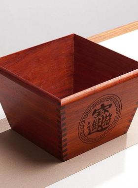 米斗老式升斗日进斗金刻字拜斗红实木质榫卯招财家用客厅升子摆件