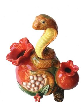 石湾陶瓷公仔纯手工中式家居装饰摆件客厅动物十二生肖蛇百子千孙