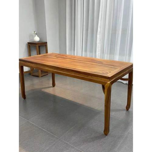 南美胡桃木马蹄桌茶艺泡茶桌书法桌新中式简约茶台家用餐桌实木桌