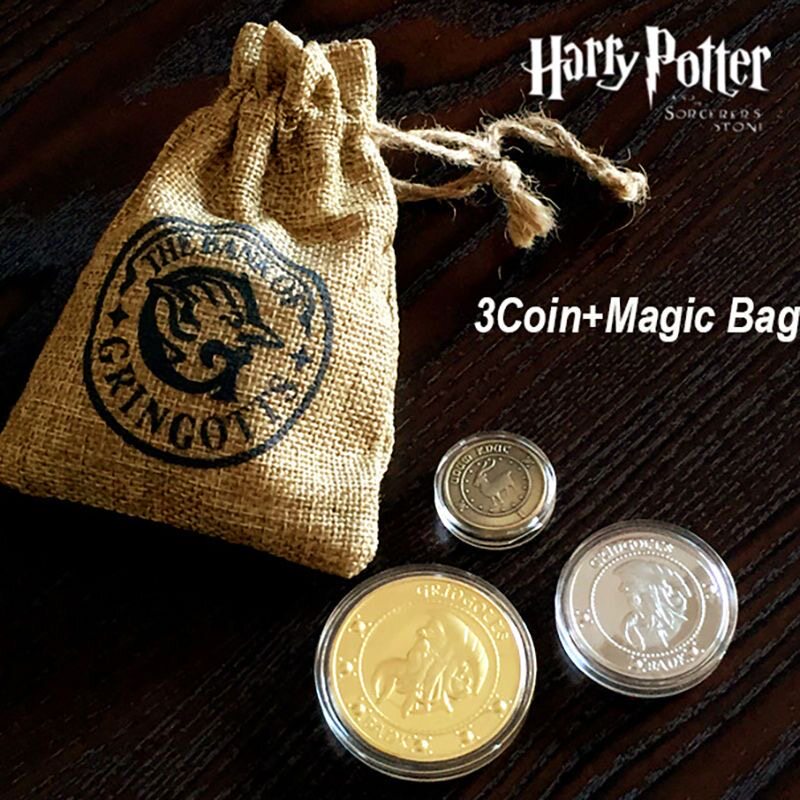 哈利波特电影周边古灵阁巫师银行金币配钱袋纪念币金加隆COS礼物