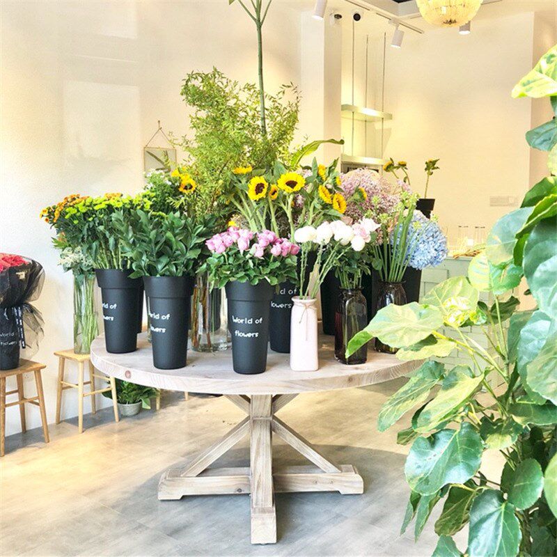 法式乡村复古纯实木圆形餐桌美式怀旧家用客厅花艺圆桌椅仿古餐台